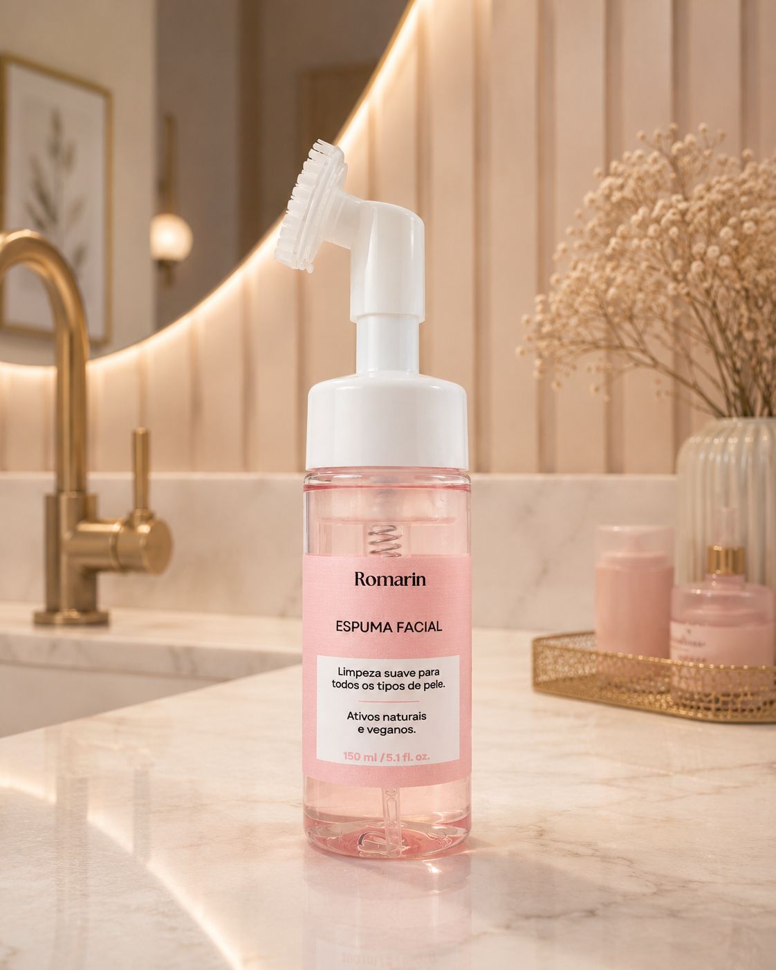 Espuma Facial com Escova Massageadora Esfoliante